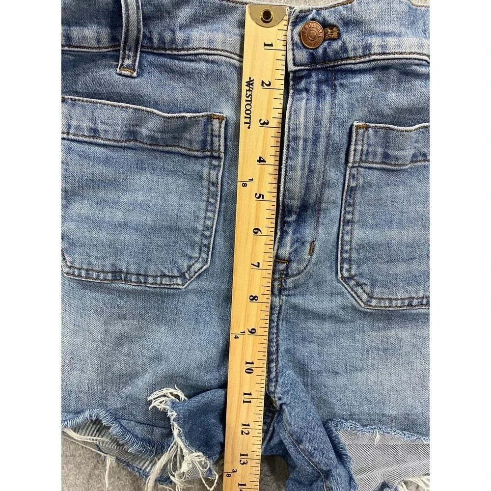 Madewell Jean Shorts Women's 30 Patch Pocket High Rise Stretch Boho Cut Off